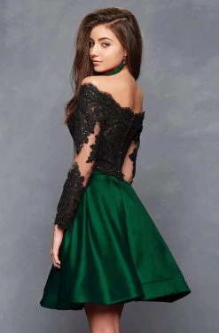 Clarisse - S3581 Two Piece Two Toned Lace Mikado A-line Dress