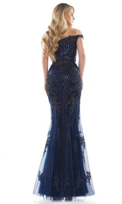 Colors Dress Colors Couture - J131 Off-Shoulder Embellished Trumpet Dress