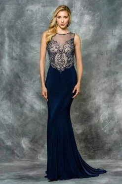 Colors Dress - 1710-1 Sleeveless Jersey Evening Gown