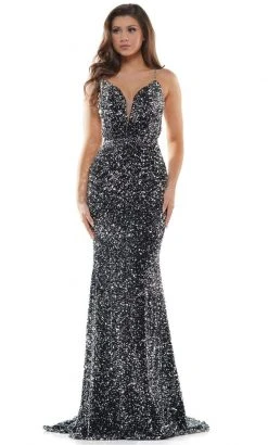 Colors Dress - 2459 Sequin Plunging Sweetheart Mermaid Dress