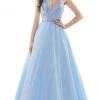 Colors Dress - 2480 Glitter Plunging V Neck Ballgown