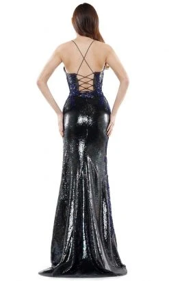 Colors Dress - 2519 Lace Appliqued Sequin Mermaid Gown