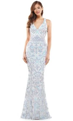 Colors Dress - 2520 Sequin V Neck Sheath Dress