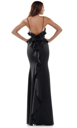 Colors Dress - 2646 Sweetheart Bodice Ruffle Trim High Slit Gown