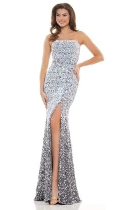Colors Dress - 2683 Strapless Ombre Sequin Gown