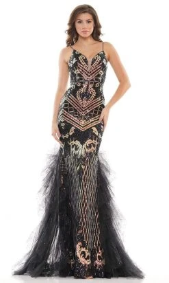 Colors Dress - 2738 Sequined V-Neck Mermaid Gown 9 Colors Dress - 2738 Sequined V-Neck Mermaid Gown