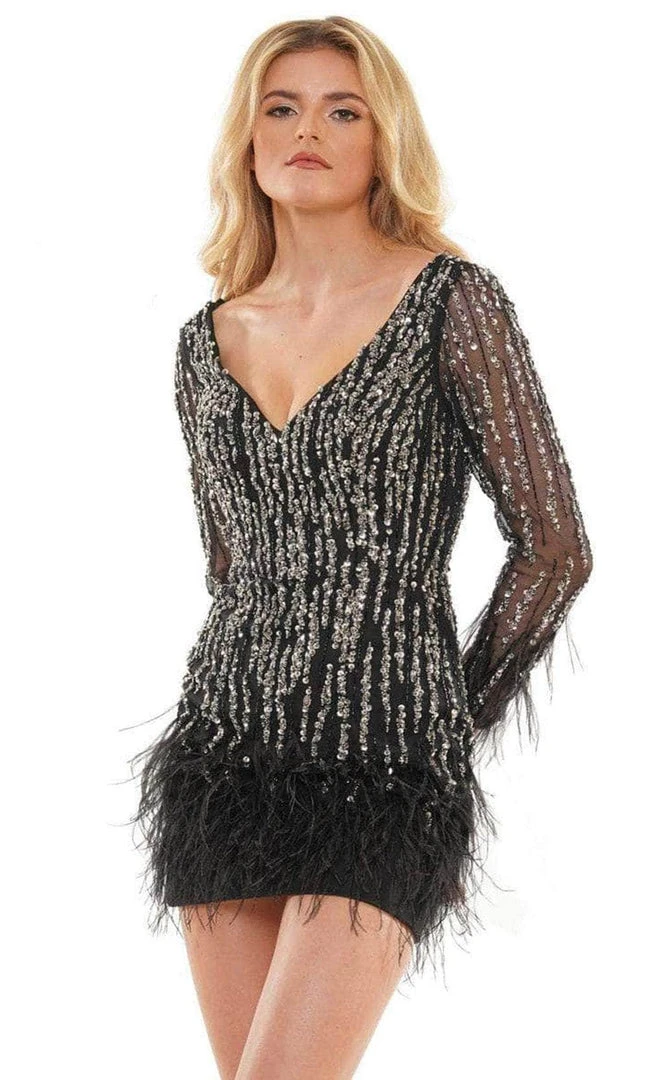 Colors Dress 2781 - Feather Fringed Short Dress 5 Colors Dress 2781 - Feather Fringed Short Dress