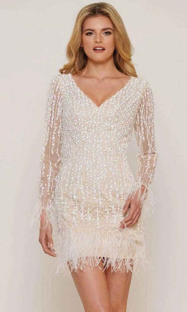 Colors Dress 2781 - Feather Fringed Short Dress 3 Colors Dress 2781 - Feather Fringed Short Dress