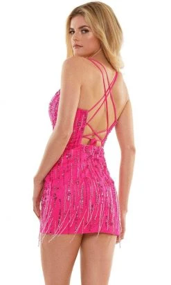 Colors Dress 2830 - Lace-Up Back Cocktail Dress