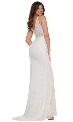 Colors Dress - G1074 V-Neck Ruched Sequin Dress