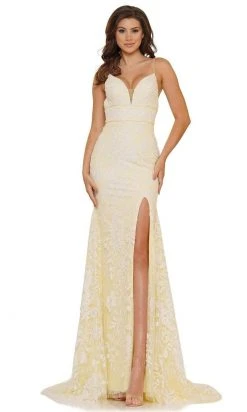 Colors Dress - G1076 Embellished Sheath V Neck Dress