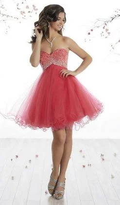 Damas - 52421 Beaded Sweetheart Tulle A-line Dress Short Dresses