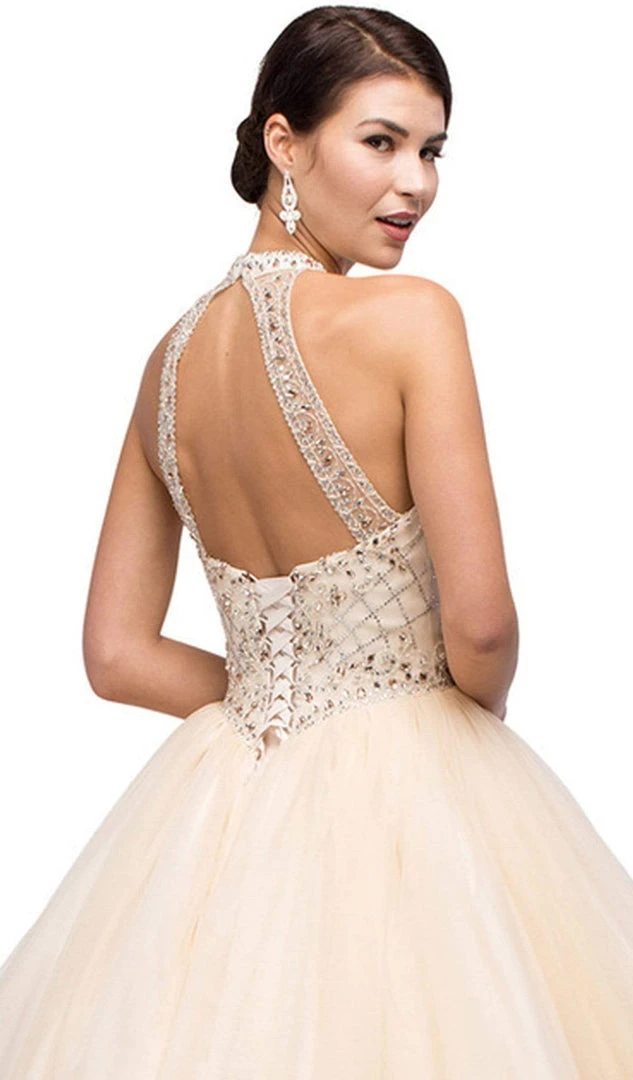 Dancing Queen - 1136 Illusion Halter Beaded Quinceanera Gown 6 Dancing Queen - 1136 Illusion Halter Beaded Quinceanera Gown