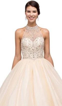 Dancing Queen - 1136 Illusion Halter Beaded Quinceanera Gown 9 Dancing Queen - 1136 Illusion Halter Beaded Quinceanera Gown
