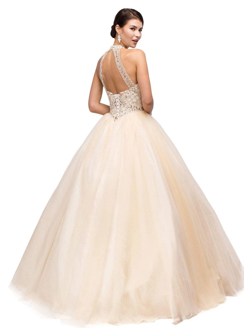 Dancing Queen - 1136 Illusion Halter Beaded Quinceanera Gown 4 Dancing Queen - 1136 Illusion Halter Beaded Quinceanera Gown