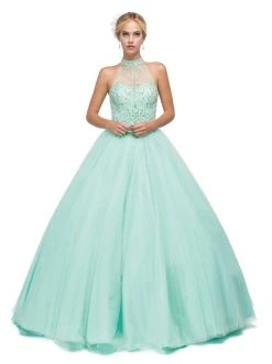 Dancing Queen - 1136 Illusion Halter Beaded Quinceanera Gown 11 Dancing Queen - 1136 Illusion Halter Beaded Quinceanera Gown