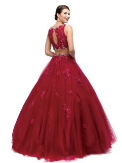 Dancing Queen - 1155 Two-Piece Sequined Floral Quinceanera Gown
