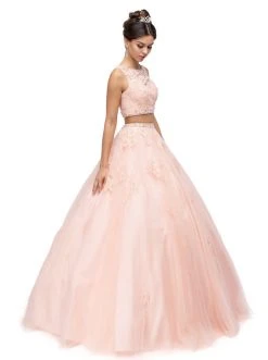 Dancing Queen - 1155 Two-Piece Sequined Floral Quinceanera Gown
