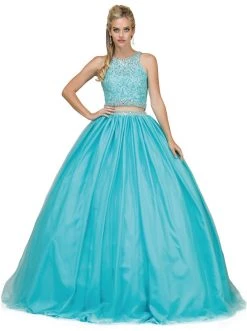Dancing Queen - 1170 Lace Halter Evening Gown