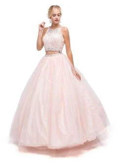 Dancing Queen - 1170 Lace Halter Evening Gown