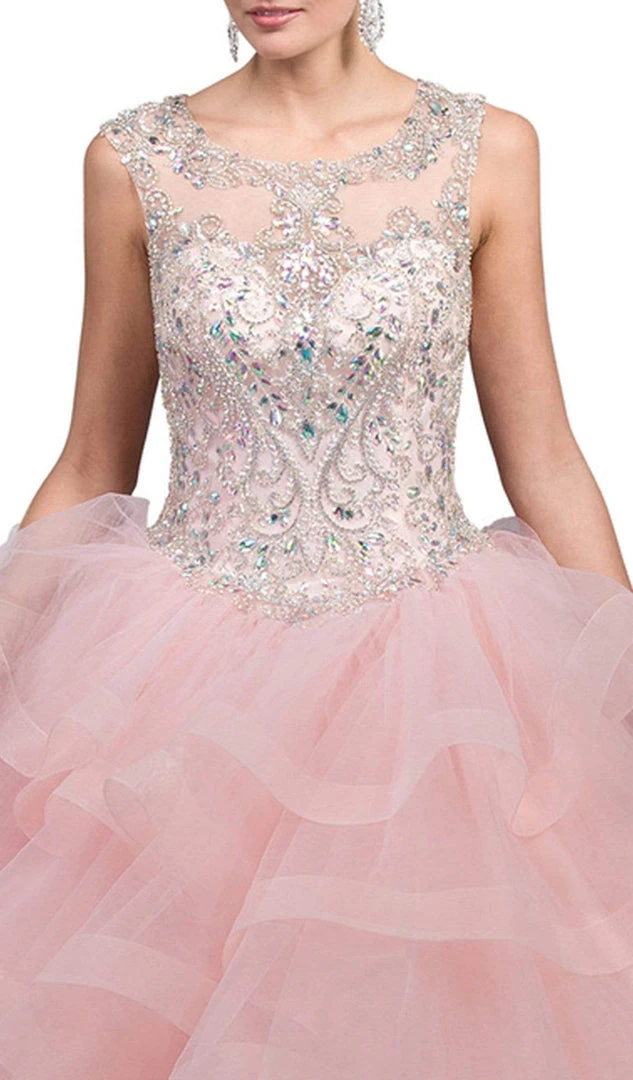 Dancing Queen - 1214 Crystal Embellished Ruffled Quinceanera Gown 4 Dancing Queen - 1214 Crystal Embellished Ruffled Quinceanera Gown