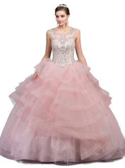 Dancing Queen - 1214 Crystal Embellished Ruffled Quinceanera Gown