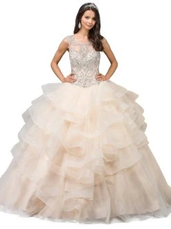 Dancing Queen - 1214 Crystal Embellished Ruffled Quinceanera Gown 12 Dancing Queen - 1214 Crystal Embellished Ruffled Quinceanera Gown