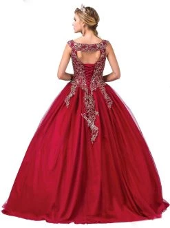 Dancing Queen - 1343 Cap Sleeve Gilt-Appliqued Overskirt Ballgown 9 Dancing Queen - 1343 Cap Sleeve Gilt-Appliqued Overskirt Ballgown