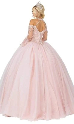 Dancing Queen - 1393 Embroidered Bell Sleeve Ballgown