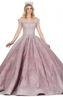 Dancing Queen - 1427 Glitter Off-Shoulder Quinceanera Gown