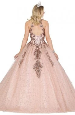 Dancing Queen - 1437 Glitter Embellished V-Neck Quinceanera Gown