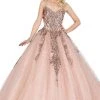 Dancing Queen - 1437 Glitter Embellished V-Neck Quinceanera Gown 1 Dancing Queen - 1437 Glitter Embellished V-Neck Quinceanera Gown