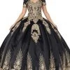 Dancing Queen - 1494 Sweetheart Neck Gold Applique Ballgown 1 Dancing Queen - 1494 Sweetheart Neck Gold Applique Ballgown