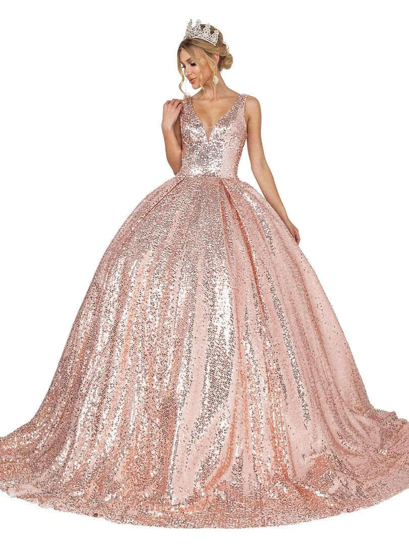 Dancing Queen - 1558 Sequin V-Neck Ballgown 5 Dancing Queen - 1558 Sequin V-Neck Ballgown