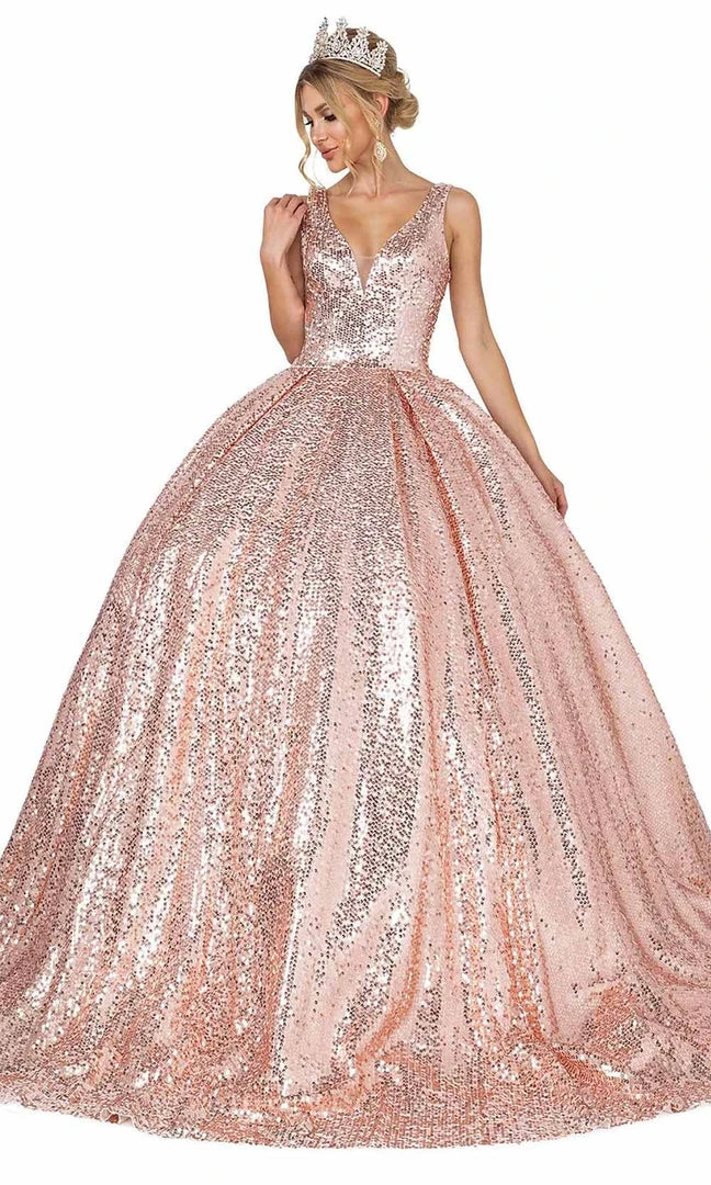 Dancing Queen - 1558 Sequin V-Neck Ballgown 3 Dancing Queen - 1558 Sequin V-Neck Ballgown