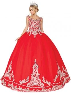 Dancing Queen - 1566 Cap Sleeve Appliqued Ballgown