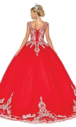 Dancing Queen - 1566 Cap Sleeve Appliqued Ballgown