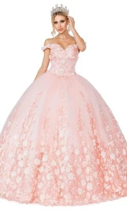 Dancing Queen - 1569 Off Shoulder Floral Applique Ballgown 8 Dancing Queen - 1569 Off Shoulder Floral Applique Ballgown