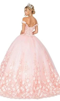 Dancing Queen - 1569 Off Shoulder Floral Applique Ballgown 9 Dancing Queen - 1569 Off Shoulder Floral Applique Ballgown