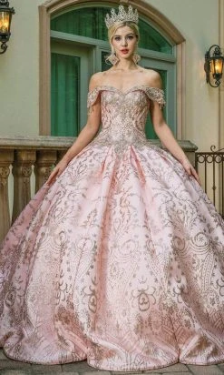 Dancing Queen - 1617 Off Shoulder Glittered Ballgown