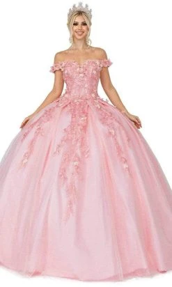Dancing Queen - 1620 Off Shoulder Floral Ballgown