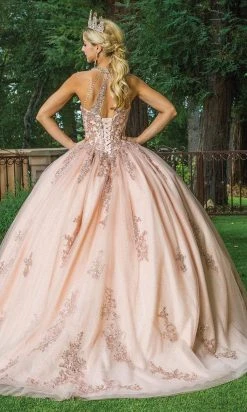 Dancing Queen - 1628 Halter Neck Embellished Ballgown