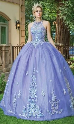 Dancing Queen - 1630 Halter Neck Sequined Tulle Gown