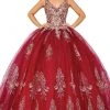 Dancing Queen - 1631 Applique Plunging V Neck Ballgown
