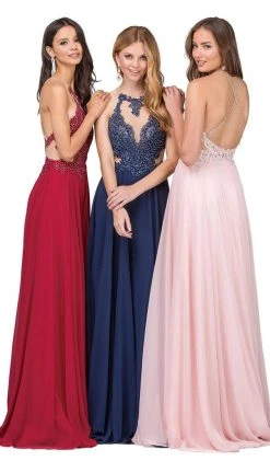 Dancing Queen - 2015 Lace Embellished Illusion Bodice Chiffon Gown 13 Dancing Queen - 2015 Lace Embellished Illusion Bodice Chiffon Gown