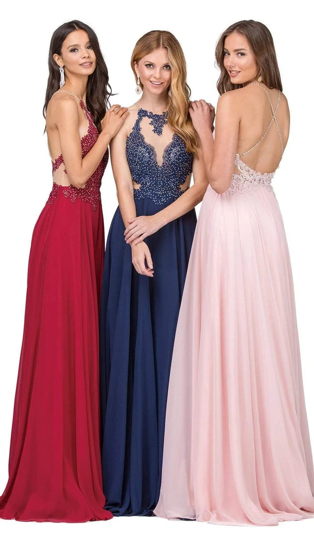 Dancing Queen - 2015 Lace Embellished Illusion Bodice Chiffon Gown 8 Dancing Queen - 2015 Lace Embellished Illusion Bodice Chiffon Gown