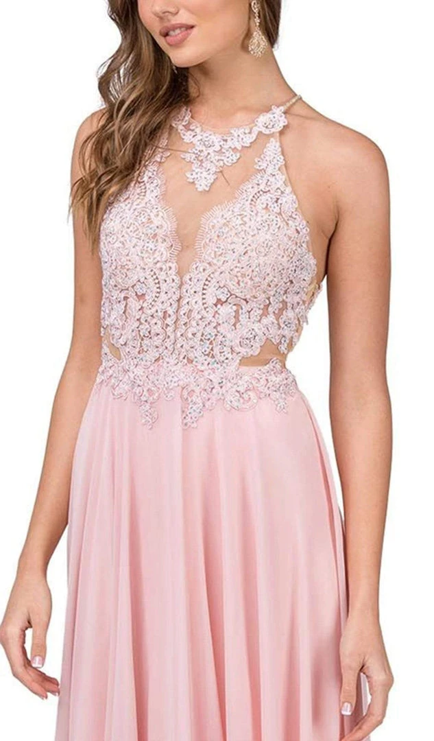 Dancing Queen - 2015 Lace Embellished Illusion Bodice Chiffon Gown 4 Dancing Queen - 2015 Lace Embellished Illusion Bodice Chiffon Gown