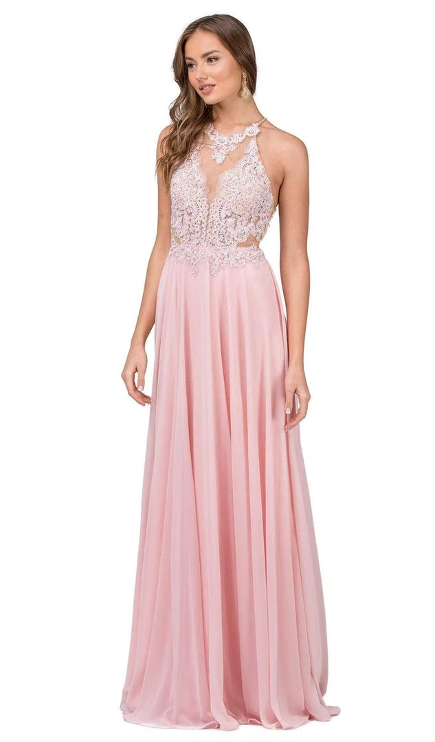 Dancing Queen - 2015 Lace Embellished Illusion Bodice Chiffon Gown 3 Dancing Queen - 2015 Lace Embellished Illusion Bodice Chiffon Gown