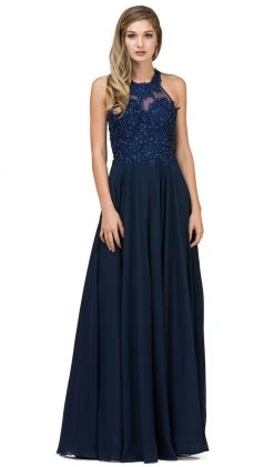 Dancing Queen - 2017 Beaded Lace Halter Prom Dress With Open Back