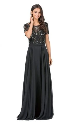 Dancing Queen - 2067 Embellished Sheer Short Sleeve Evening Dress 13 Dancing Queen - 2067 Embellished Sheer Short Sleeve Evening Dress